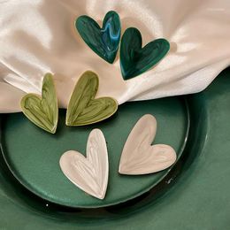 Boucles d'oreilles goujon déposant de l'huile pour femmes Peach Heart Cœur vert esthétique Oreille d'oreille Fairycore Luxury Designer Jewelry Gift