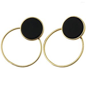 Stud Oorbellen Dual Use Reiki Zwart Agaat Groen Howliet Turquoise Geometrische Gouden Ronde Ring Vrouwen Oorbel Mode-sieraden