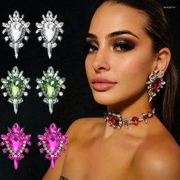 Boucles d'oreilles Dvacaman Design luxe coloré strass irrégulier pour les femmes cristal embelli en Rose Rose fête