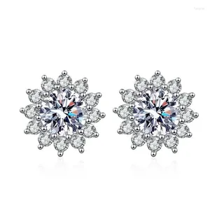 Oorknopjes E038 Lefei Mode Kleur D Diamant-set Klassieke Moissanite Zonnebloem Voor Vrouwen Echte S925 Sterling Zilveren Feestsieraden