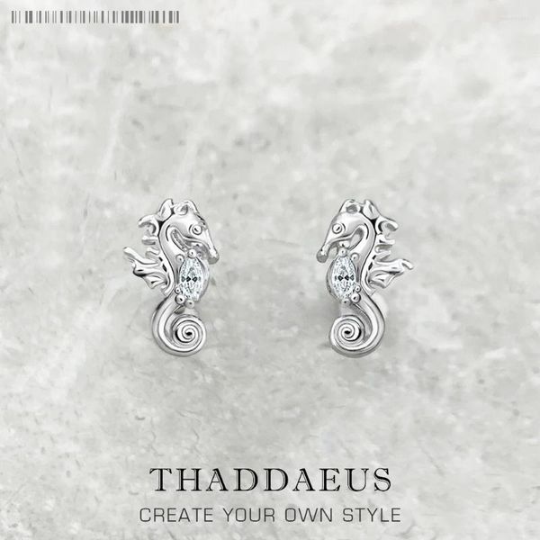 Pendientes de tuerca con forma de caballito de mar para mujer, joyería fina, regalo romántico de moda en plata de ley 925