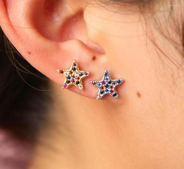 Pendientes de pendientes de pendientes 925 Sterling Silver con Zirconia Cúcica de Multi Color de alta calidad Estrella de Navidad de Navidad Jewel6343251