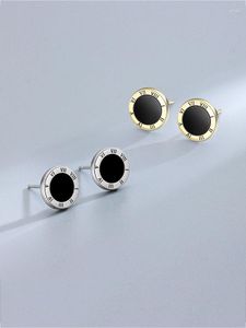 Boucles D'Oreilles Clou Boucles D'Oreilles Argent 925 Plaqué Or Oreille Ronde Avec Strass Noir Accessoire Pour Femme Homme Unisexe Piercing Protéger