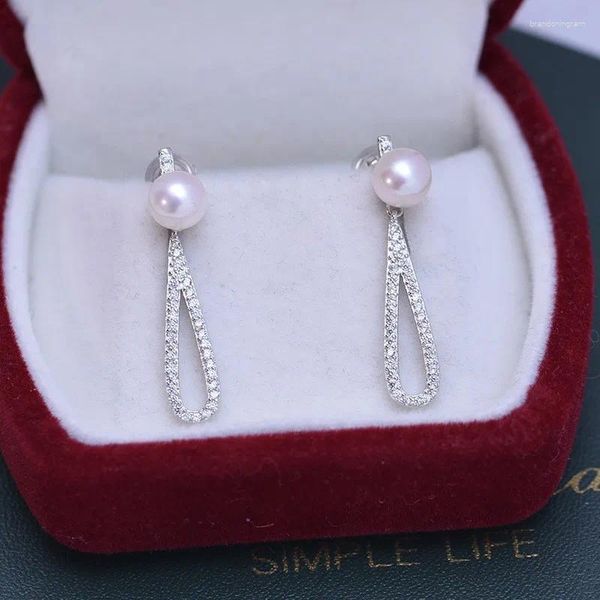 Boucles d'oreilles ED118 Lefei mode luxe 6-7mm fort lustre quelques défauts perle d'eau douce blanc larme goutte boucle d'oreille charmes femmes 925 argent