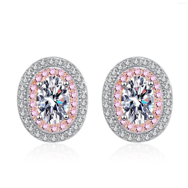 Boucles d'oreilles en forme d'œuf, perle Moissanite, plaqué or Rose 1CT, séparation des couleurs, argent 925, bijoux pour femmes avec certificat