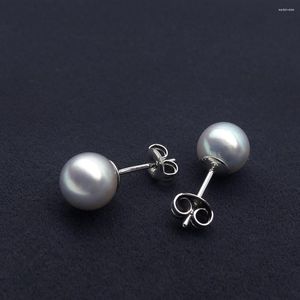 Boucles d'oreilles à tige élégantes de 7,5 à 8 mm en argent véritable perle d'Akoya en argent sterling 925