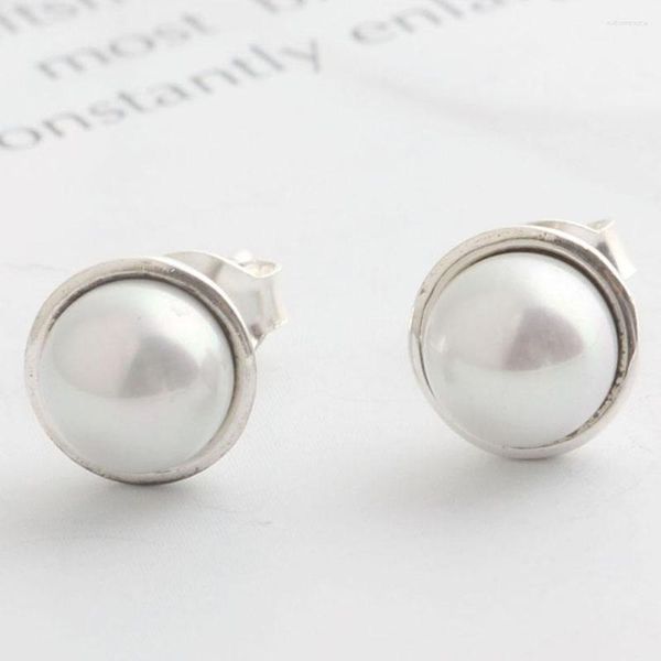 Pendientes de tuerca elegante belleza con pendiente de perla para mujer auténtica joyería de plata de ley S925 regalo de cumpleaños para mujer y niña