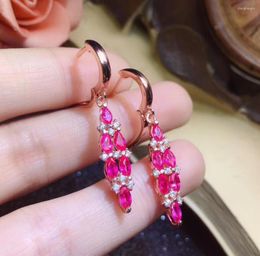 Stud -oorbellen Elegant verjaardagscadeau superkwaliteit Ruby Earring 925 Sterling Silver Fahshion Natural and Real