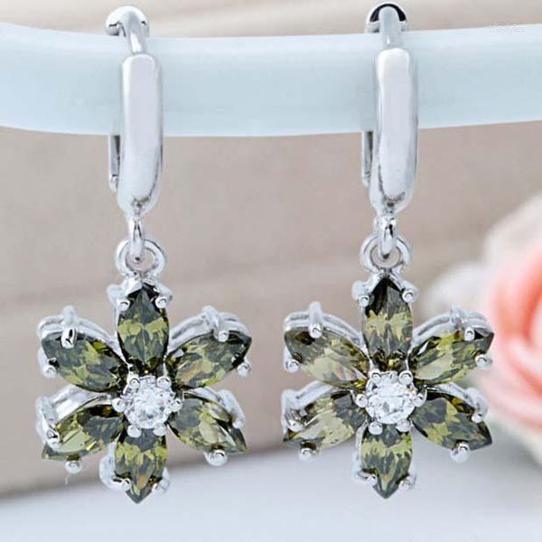 Boucles d'Oreilles Clou Elégant Classique Mosaïque Qualité Zircon Fleur de Prunier