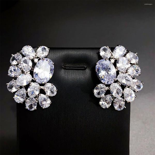 Boucles d'oreilles élégantes en zircone cubique, grande coupe Marquise, haute qualité pour femmes, bijoux cadeaux de fête de mariage