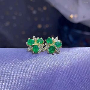 Boucles d'oreilles à tige élégantes étoiles mignonnes Talonpaw naturel vert émeraude pierre précieuse S925 argent fille cadeau bijoux fins