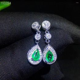 Brincos elegantes, presente de noivado, qualidade natural e real, esmeralda, prata esterlina 925, moda para mulheres