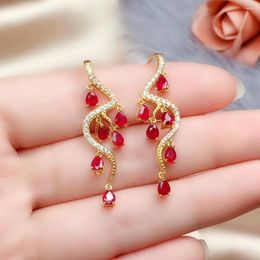 Stud -oorbellen Elegante verloving Geschenk van topkwaliteit Ruby Earring Natuurlijk en echte 925 Sterling Silver Mode
