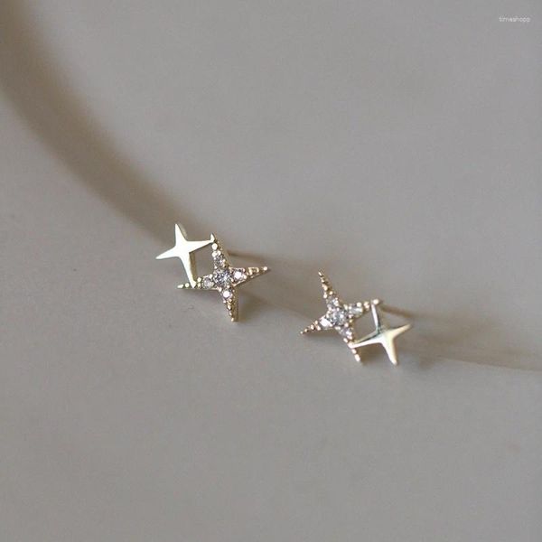 Pendientes de tuerca elegantes para mujer, pendiente de estrella de doble capa, joyería fina de Plata de Ley 925, Piercing para el lóbulo de la oreja, accesorio para regalo