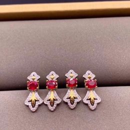 Stud -oorbellen Elegant cadeau voor verjaardag Most Ruby Earring 925 Sterling Silver Fahshion Natural and Real