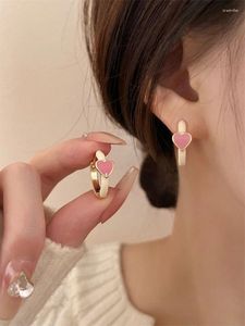 Pendientes de tachuelas elegantes Huggie Huggie Hoops Colorido Forma del corazón del esmalte para mujeres Diario y joyería de ropa de fiesta