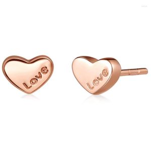 Stud -oorbellen Elegant hart Love Letters Au750 18K Real Solid Echte Rose Gold Piercing voor vrouwen Vrouwelijk Fancy Office Sieraden
