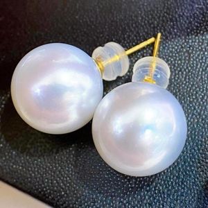 Stud-oorbellen Elegant Natuurlijk 11-12 mm Southe Zee echte witte ronde parel oorbel voor vrouwen