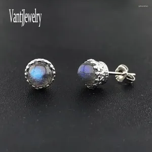 Stud -oorbellen Elegant Natural Labradorite Earring Sterling 925 Silver Moonstone Sunstone voor vrouwen jubileumfeestje Fijne sieraden cadeau