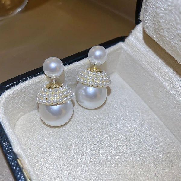 Pendientes de tachuelas elegantes de gran tamaño White Faux Pearl Pearing para mujeres Damas Color de oro Geométrico Geométrico Joya al por mayor