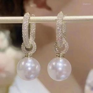 Boucles d'oreilles élégantes perle pendentif pour femmes couleur or goutte minimaliste minuscule Huggies cerceaux bijoux de mode de mariage