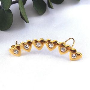 Boucles d'oreilles élégantes Vintage amour coeur cristal oreille os manchette Clip Wrap Boucle d'oreille bijoux cadeau Boucle Oreille Femme E9557S01