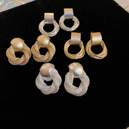 Boucles d'oreilles en maille Unique pour femmes, élégantes, de luxe, emballage de couleur or, minimaliste, bijoux de haute qualité, cadeaux pour amis