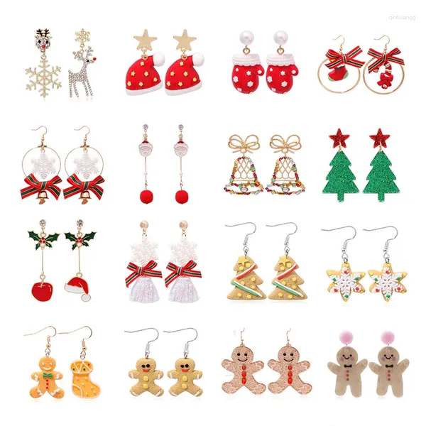 Pendientes de tuerca con forma de alce para Mujer, conjunto de Pendientes navideños, Oorbellen rojo, Aretes largos Kawaii de tendencia, joyería para Mujer 2023