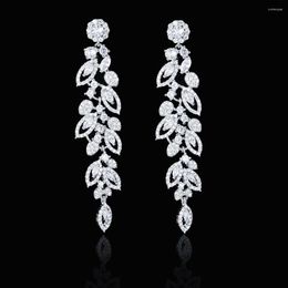 Boucles d'oreilles Emmaya charmantes feuilles apparence longue boucle d'oreille Design Noble pour la mode féminine Banquet ingénieux zircone bijoux cadeau fantaisie