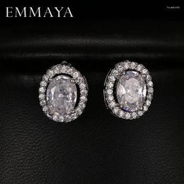 Boucles d'oreilles EMMAYA luxe ovale Zircon élégant blanc plaqué or couleur pour femme