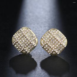 Pendientes de tuerca Emmaya, pendiente de circonita delicado para fiesta a la moda con decoración de perlas brillantes para mujeres y niñas, bonito adorno, regalo elegante