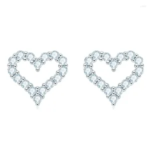 Pendientes de tuerca EMO-144 Lefei moda clásica Moissanite corazón hueco de lujo para mujeres S925 plata fiesta encanto joyería accesorios de regalo