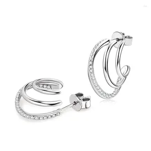 Boucles d'oreilles EMO-290 Lefei mode classique tendance luxe Moissanite Fine 3 C cercle pour breloques femmes argent S925 cadeau de bijoux de mariage