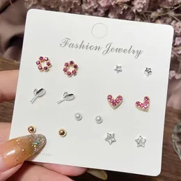 Boucles d'oreilles en goujon en 7 paires / coeur set star mini set perlé géométrique pour femmes bijoux de mode féminine cadeaux brincos