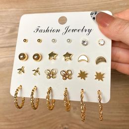 Boucles d'oreilles Vintage pour femmes, bijoux en perles, papillon, avion, tendance, métal, étoile, lune, cadeaux, 2024