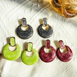 Boucles d'oreilles étalon Glaze émail avocat aiguilles vertes goutte à goutte gris petit rouge