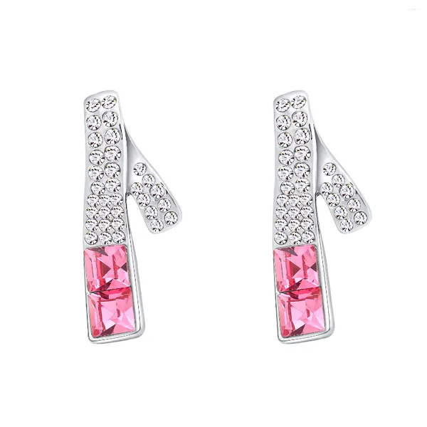 Pendientes de semental ER-00097 Joyería de cristal austriaco Plateado 2024 en Pink Y2K para mujeres Regalo del Día de la Madre