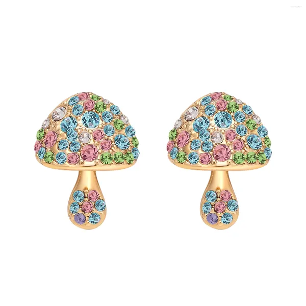 Boucles d'oreilles ER-00144 2024 en véritable cristal autrichien bijoux plaqué or strass champignon femmes boucles d'oreilles noël en gros