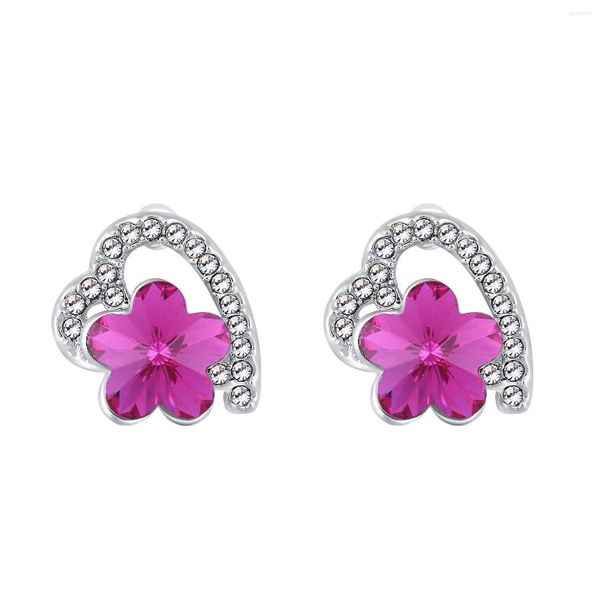 Pendientes de botón ER-00254 En joyería de Navidad Corazón plateado Flor de ciruelo Mujeres 1 dólar Artículos Regalo de Acción de Gracias