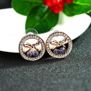 Boucles d'oreilles avec nœud papillon plaqué or en cristal autrichien pour femmes, produits tendance, cadeaux de la saint-valentin, ER-00501, 2024