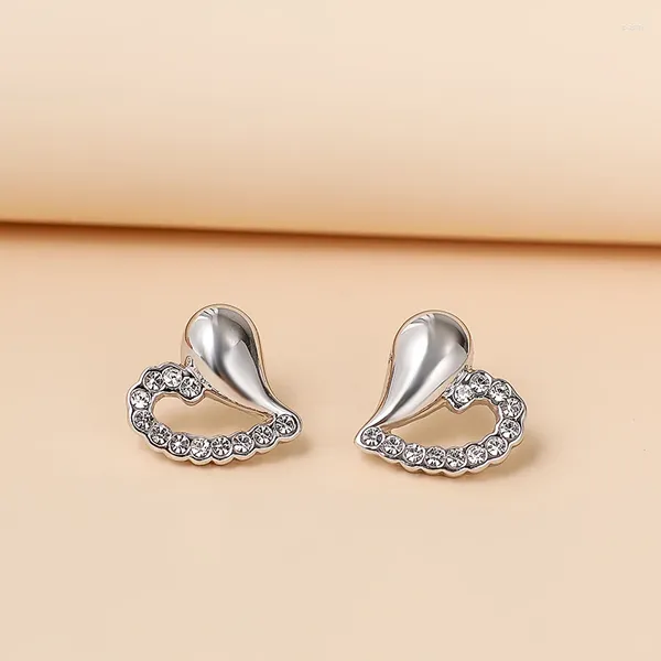 Pendientes de tuerca ER-00538 coreanos con diamantes de imitación, regalo de boda, pendientes de corazón, joyería de moda, 2024 artículos, venta al por mayor para mujeres