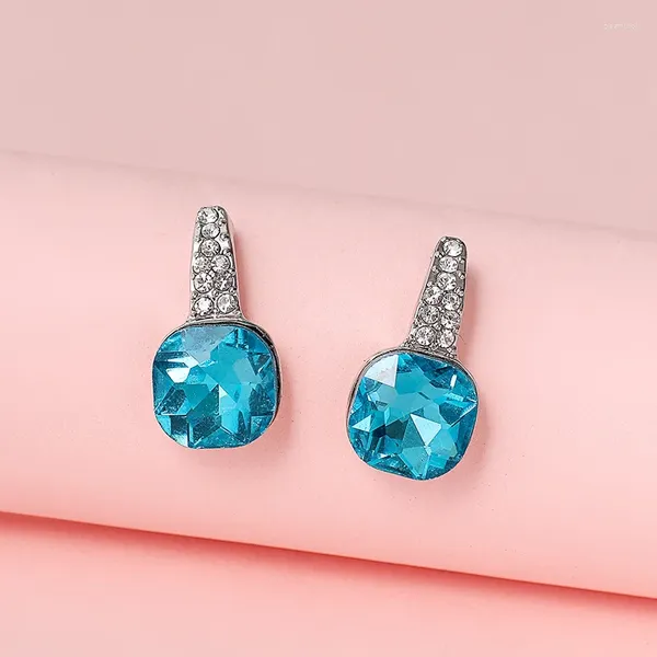 Boucles d'oreilles à clous ER-00556, bijoux en cristal autrichien véritable, plaqué argent, luxe pour femmes, cadeaux tendance pour la saint-valentin, 2024