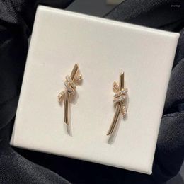 Boucles d'oreilles Est Mode Femmes Hommes V Or Matériel Noeud Fin Oreille Pin Mignon Rose 18K Rose Plaqué Accessoires