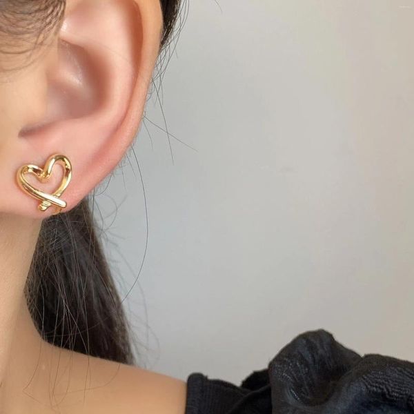 Boucles d'oreilles à tige en forme de cœur pour femmes, bijoux de mariage chics, amour éternel, à la mode