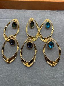 Boucles d'oreilles à tige Les créateurs européens et américains créent une tendance de la mode Casual Metal Gem Series Bijoux pour femme 2022