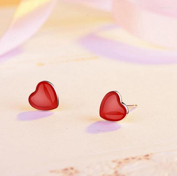 Boucles d'oreilles en caoutchouc en forme de cœur rouge, mode européenne et américaine, bijoux d'oreille en forme de cœur, pêche pour femme