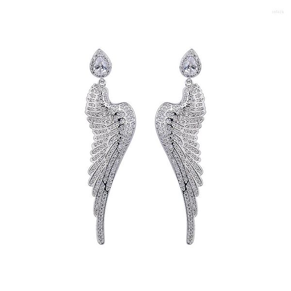 Boucles D'oreilles Européenne Et Américaine À La Mode Grand Exquis Brillant Zircon Plume De Paon Robe De Mariée GLE5556