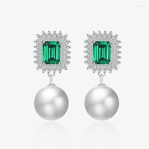 Stud-oorbellen Europese en Amerikaanse high-end mode Sense Light Luxury Sieraden Emerald Pearl
