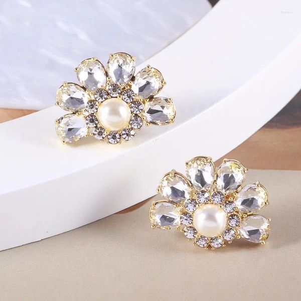 Boucles d'oreilles à clous pour femmes, bijoux européens et américains, mode vent demi-cercle fleurs de soleil incrustées de perles de Zircon