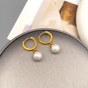 Boucles d'oreilles rétro européennes et américaines incrustées de perles, boucle géométrique pour femmes, bijoux de luxe exquis et élégants à la mode